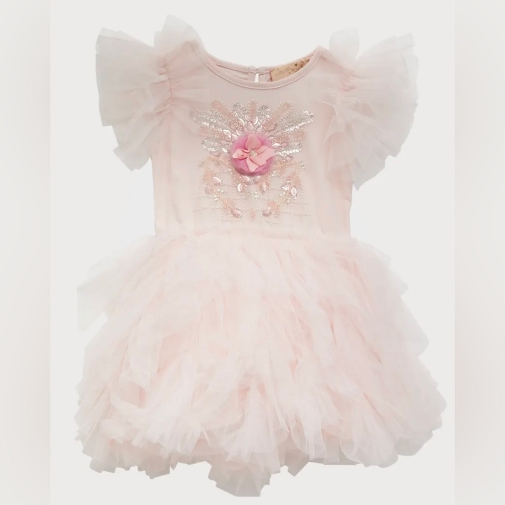 Girls English Rose Embellished Tutu Dress - SIZE 6M-12M